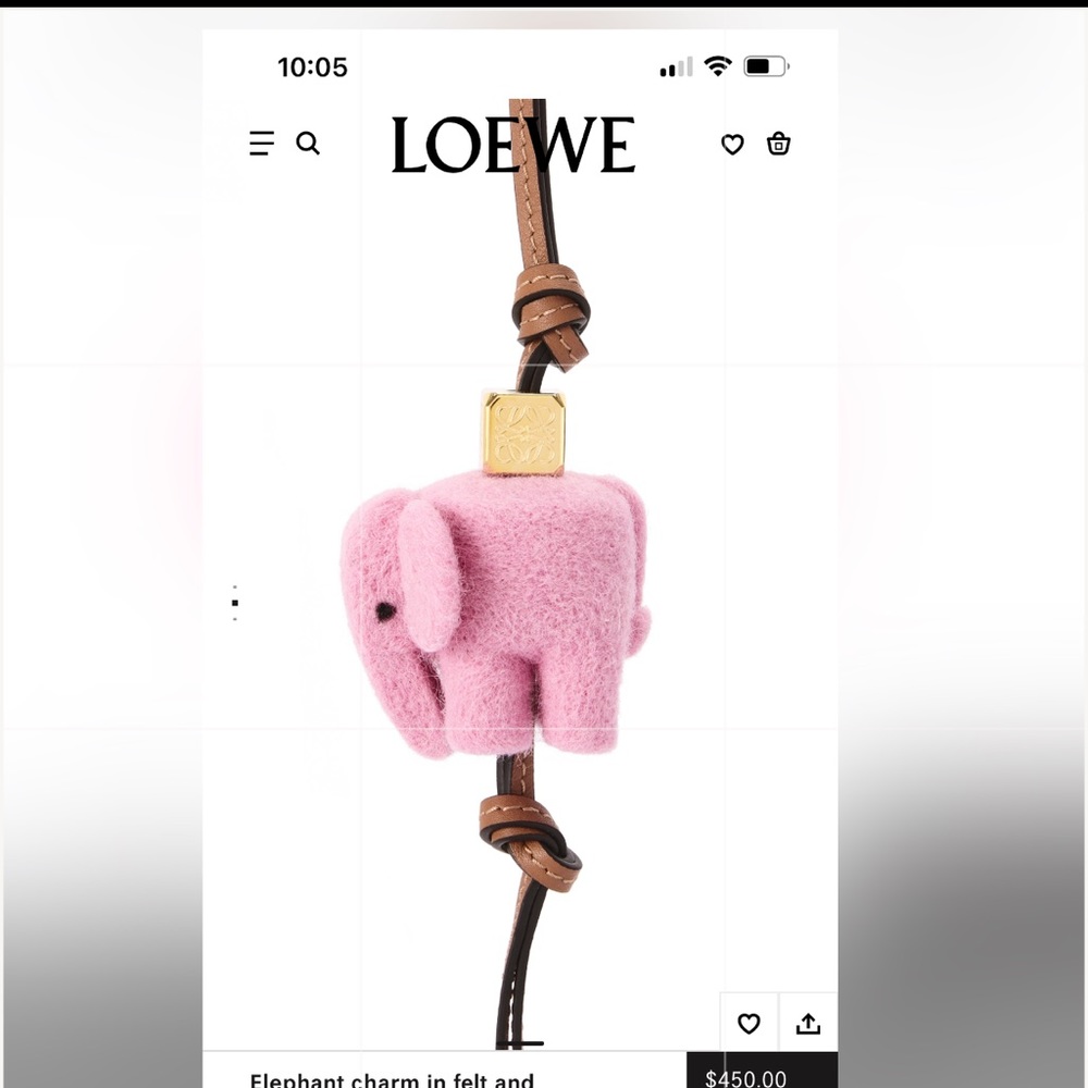 Loewe pink elephant keychain